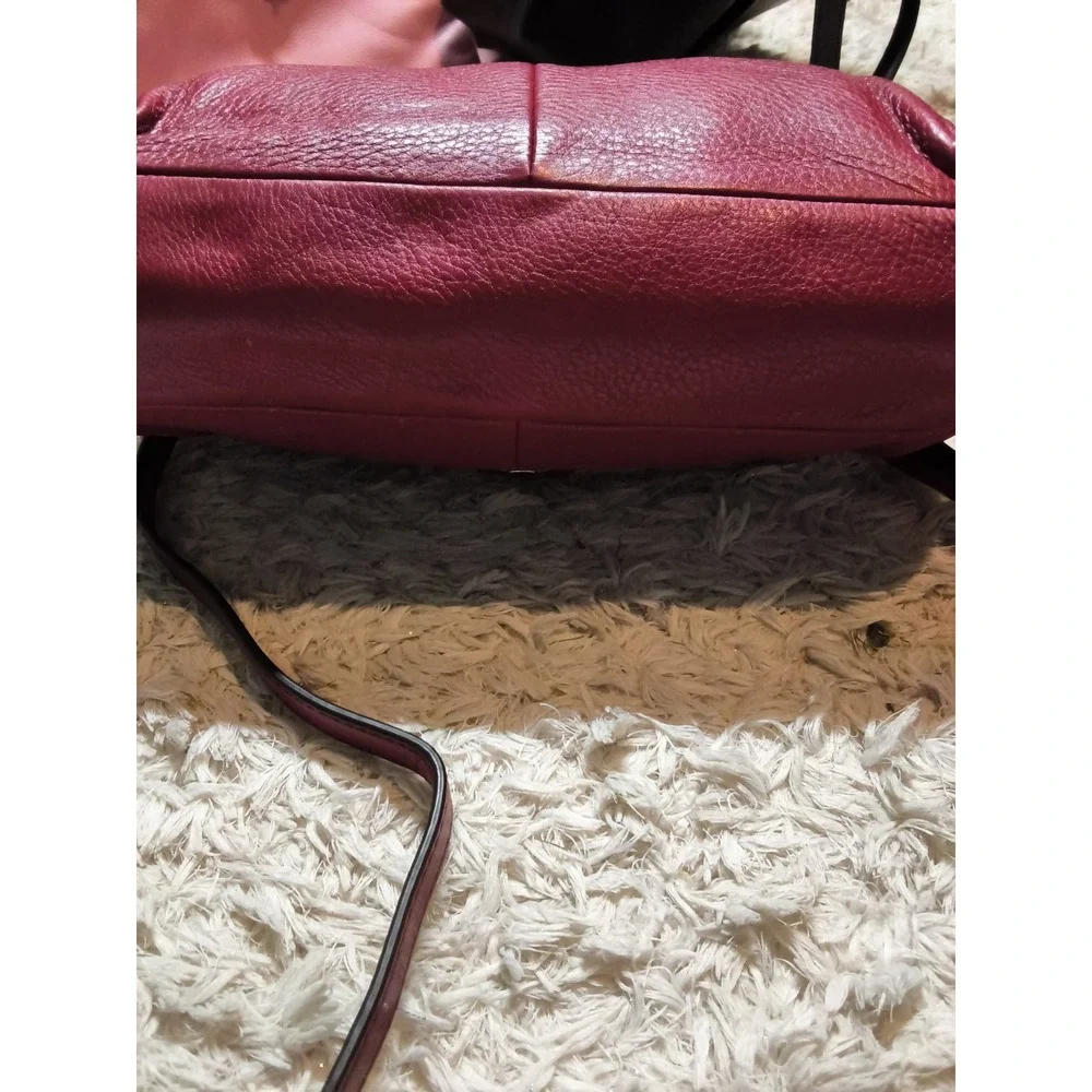71.Coach Madison Madeline East West Satchel Cranberry Red Leather Bag 25169